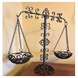 MB - Vintage Wrought Iron Hanging-Basket Scale with Decorative Scrollwork