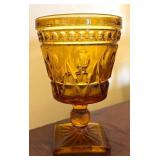 MB - Seven Vintage Indiana Glass Colony Park Lane Amber Water Goblets