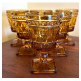 MB - Seven Vintage Indiana Glass Colony Park Lane Amber Water Goblets