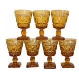MB - Vintage Indiana Glass Colony Park Lane Amber Stemware - 7 Glasses