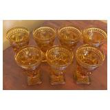 MB - Vintage Indiana Glass Colony Park Lane Amber Stemware - 7 Glasses