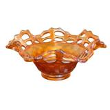 MB - Fenton Marigold Carnival GlassOpen Lace Edge Candy Dish