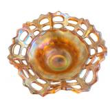 MB - Fenton Marigold Carnival GlassOpen Lace Edge Candy Dish