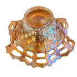 MB - Fenton Marigold Carnival GlassOpen Lace Edge Candy Dish