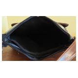 MB - Italian Leather Handbag - Black Body with Brown Front Pocket