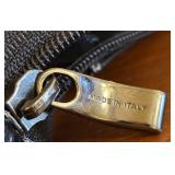 MB - Italian Leather Handbag - Black Body with Brown Front Pocket