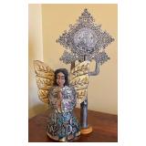 MB - Vintage Ethiopian Processional Cross With Angel Figurine