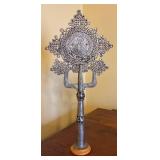MB - Vintage Ethiopian Processional Cross With Angel Figurine
