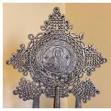 MB - Vintage Ethiopian Processional Cross With Angel Figurine