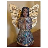 MB - Vintage Ethiopian Processional Cross With Angel Figurine