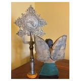 MB - Vintage Ethiopian Processional Cross With Angel Figurine