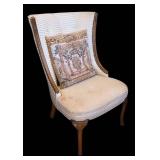 MB - Vintage High-Back Upholstered Accent Chair with Nailhead Trim