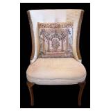 MB - Vintage High-Back Upholstered Accent Chair with Nailhead Trim