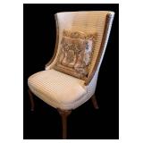 MB - Vintage High-Back Upholstered Accent Chair with Nailhead Trim