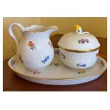 LR - Petite Meissen Vintage Floral Tea Set - Cups, Saucers, Sugar Bowl, Creamer, Pitcher, Platter