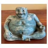 MB - Blue Glazed Ceramic Vintage Figurine