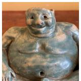 MB - Blue Glazed Ceramic Vintage Figurine