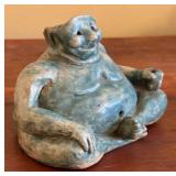 MB - Blue Glazed Ceramic Vintage Figurine