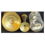 MB - Vintage Brass Ewer & Vase Set with Oil Candle Lamp Base