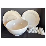 LR - Platters, Bowl and Napkin Rings by Gibson, California Pottery and More