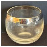 MB - Vintage Metallic Rimmed Platter, Bowl and Glasses