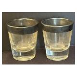 MB - Vintage Metallic Rimmed Platter, Bowl and Glasses
