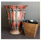 LR - Decorative Ceramic Vase and Metal Planter