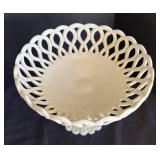 MB - Vintage Milk Glass Compote Dish & Vintage Indiana Glass Square Pedestal Cake Stand Set