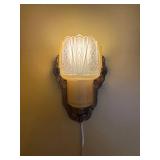 LR - Vintage Art Deco Wall Sconce with Frosted Glass Slip Shade