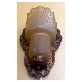 LR - Vintage Art Deco Wall Sconce with Frosted Glass Slip Shade