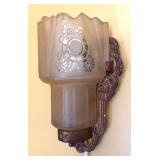 LR - Vintage Art Deco Wall Sconce with Frosted Glass Slip Shade