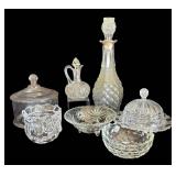 K - Crystal and Clear Glass Decanter, Covered Butter Dish, Bowls and More