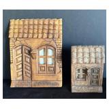 DR - Wooden Folk Art House Front Decor and Figurines