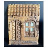 DR - Wooden Folk Art House Front Decor and Figurines