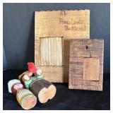 DR - Wooden Folk Art House Front Decor and Figurines