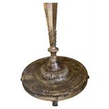 LR - Vintage Floor Lamp - Ornate Metal Base with Scalloped Glass Shade