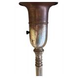 LR - Vintage Floor Lamp - Ornate Metal Base with Scalloped Glass Shade