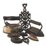 DR - Vintage Cast Iron Sad Irons & Trivets