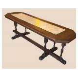 LL - Vintage Height-Adjustable Coffee Table with Marble Inlay