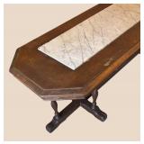 LL - Vintage Height-Adjustable Coffee Table with Marble Inlay