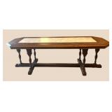 LL - Vintage Height-Adjustable Coffee Table with Marble Inlay