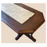 LL - Vintage Height-Adjustable Coffee Table with Marble Inlay
