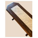 LL - Vintage Height-Adjustable Coffee Table with Marble Inlay