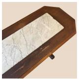 LL - Vintage Height-Adjustable Coffee Table with Marble Inlay