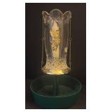 LL - Two Snowman Figurines with Crystal Candle Holder