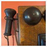 K - Vintage Wall Oak Telephone