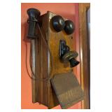 K - Vintage Wall Oak Telephone