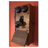 K - Vintage Wall Oak Telephone