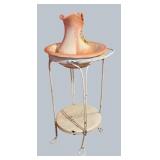 LR - Vintage Wash Stand with Peach Pink Pitcher & Basin