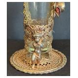 LR - Vintage Cherub Accented Glass Vase